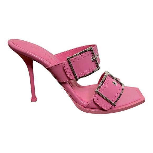 Alexander McQueen Sandals 105mm Buckle Leather Party Statement Summer Pink Sz 9 - Picture 7 of 14